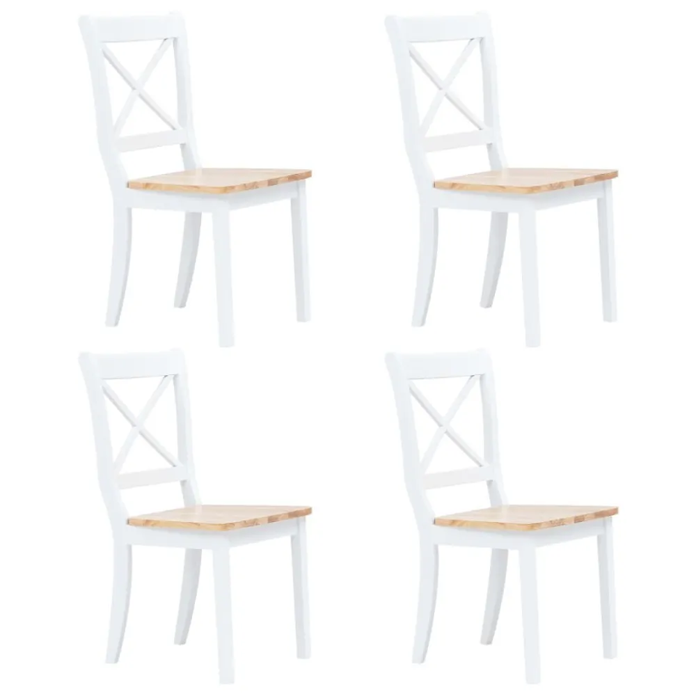 5-delige Eethoek massief rubberwood wit en bruin
