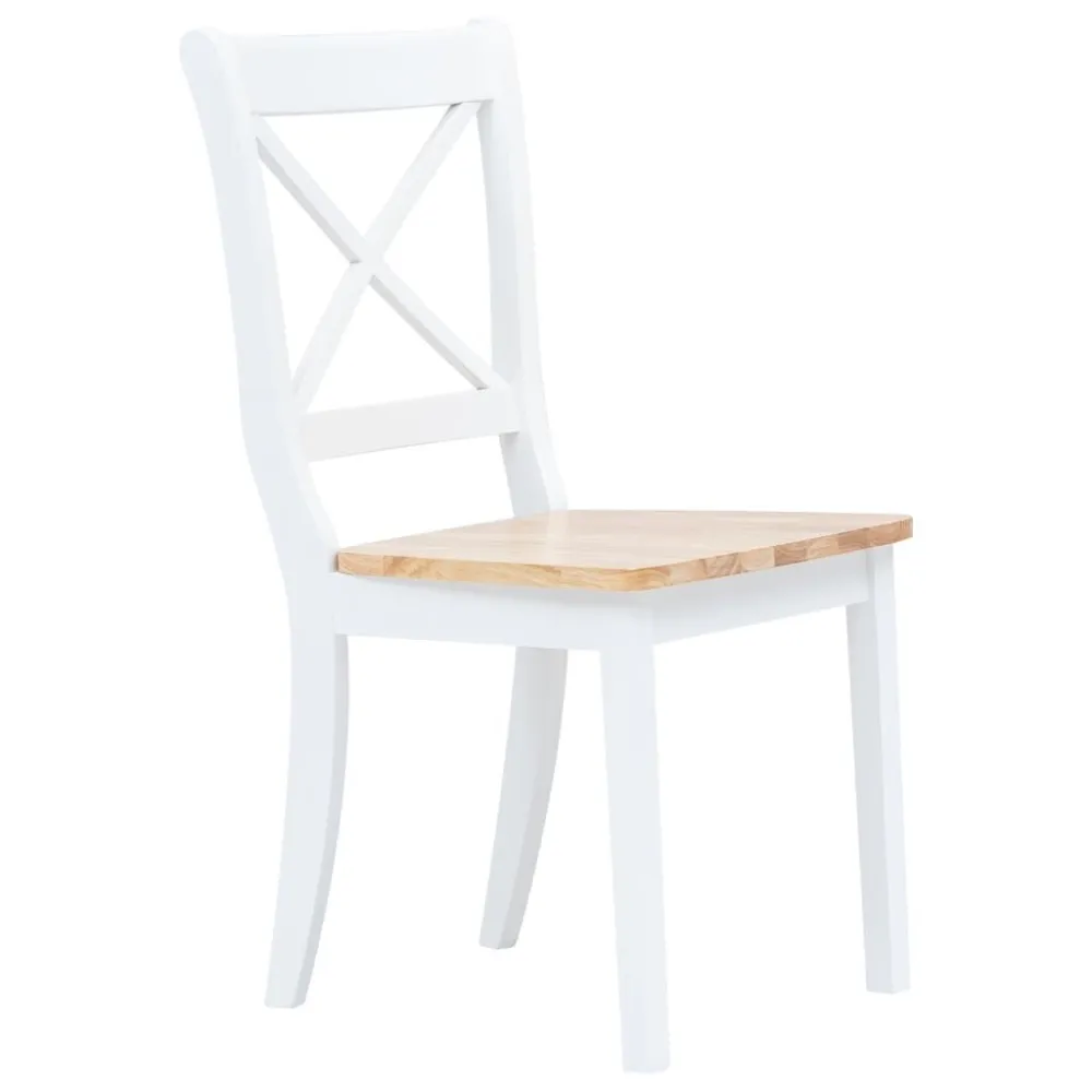 5-delige Eethoek massief rubberwood wit en bruin