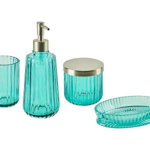 Badkamerset set van 4 glas blauw TECATE