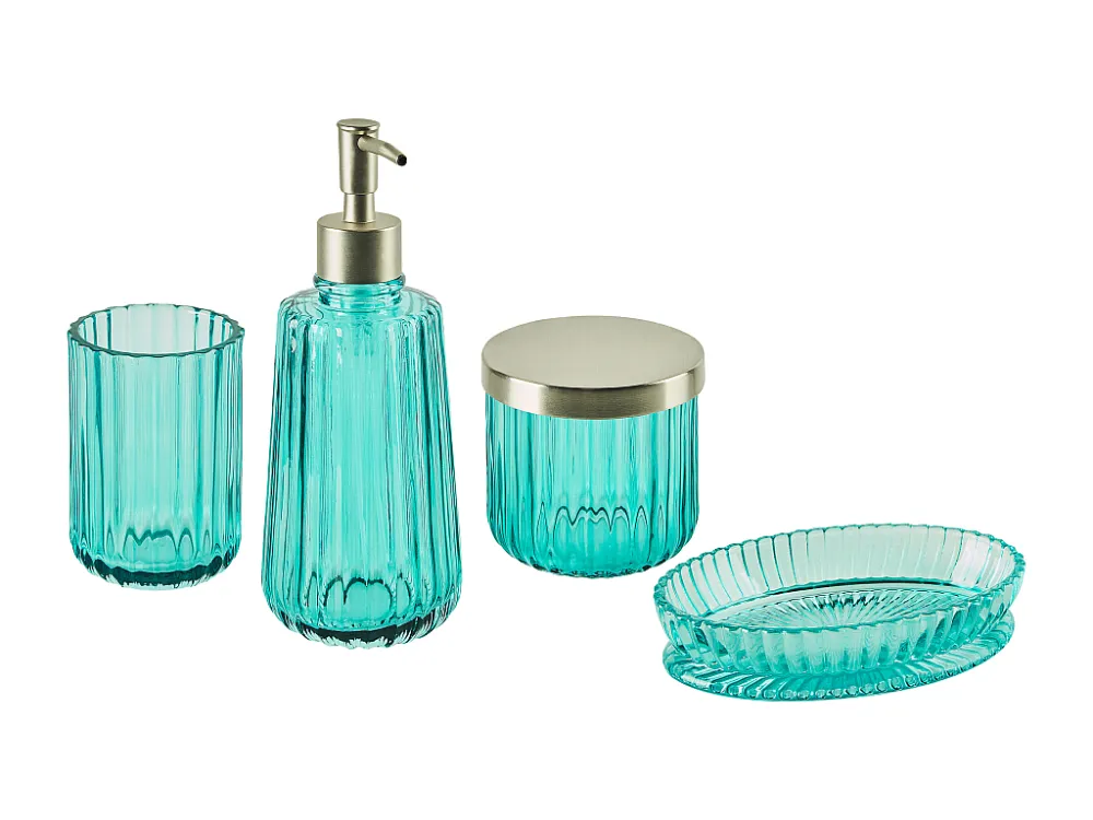 Badkamerset set van 4 glas blauw TECATE