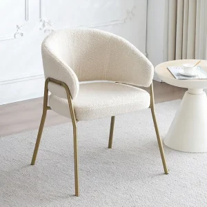 Eetkamerstoel fluweel en goud metaal - wit - 61 x 48 x 78 cm (1 stuk)