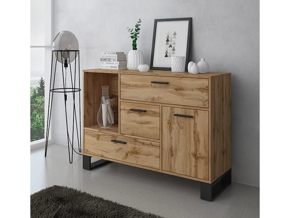 Furniture Set, Loft -model, 120x40x86, 91.5x50x45, 950x40x57cm, Buffet-Mesa Centro-Mueble TV, Rustieke eik, Noordse stijl