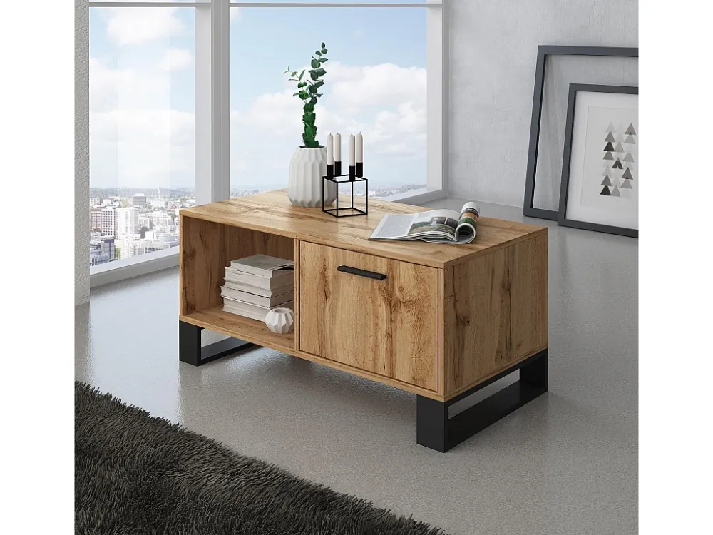 Furniture Set, Loft -model, 120x40x86, 91.5x50x45, 950x40x57cm, Buffet-Mesa Centro-Mueble TV, Rustieke eik, Noordse stijl