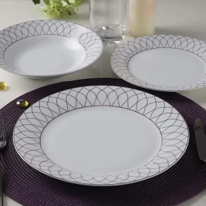 Servies 18 stuks van porselein - Wit en goud - SERISIA