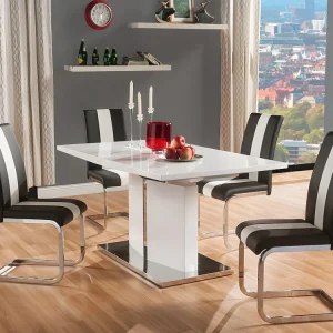 Set "eetkamer" TRINITY met 4 stoelen - Wit en Zwart - Koop nu eenvoudig en schappelijk