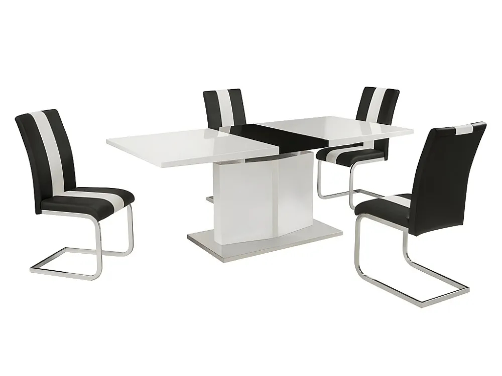 Set "eetkamer" TRINITY met 4 stoelen - Wit en Zwart - Koop nu eenvoudig en schappelijk