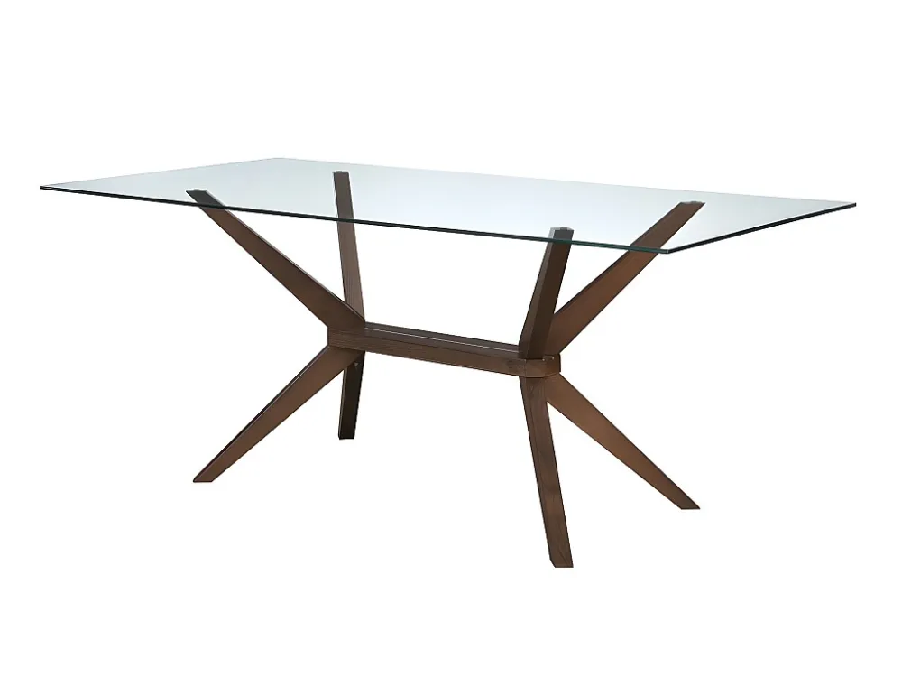 Set tafel van gehard glas en beuken + 4 stoelen van stof en beuken - Noten en antraciet. BELINDA