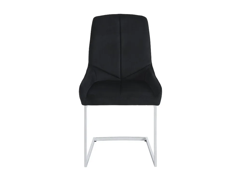Set van 2 cantilever-stoelen van velours en verchroomd metaal - Zwart - BERLONA