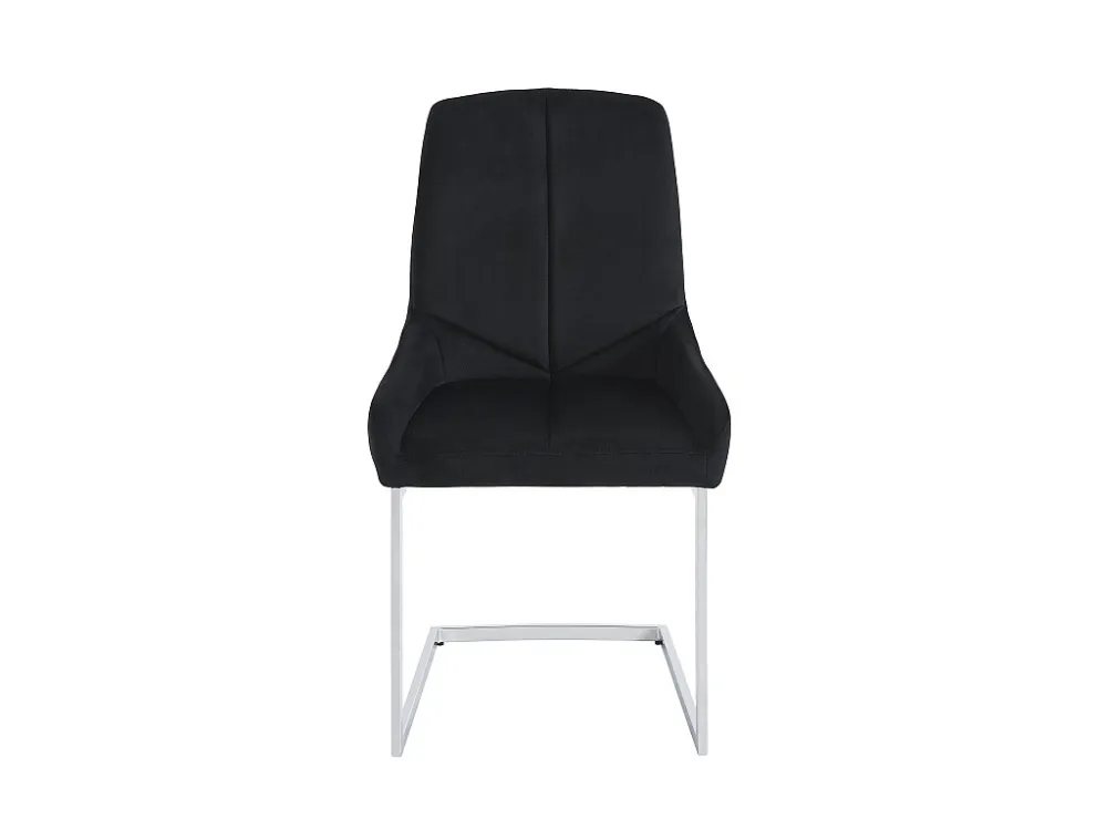Set van 6 cantilever-stoelen van velours en verchroomd metaal - Zwart - BERLONA