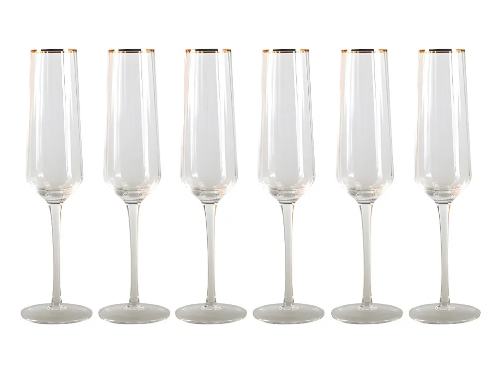 Set van 6 champagneglazen art-decostijl CELEBRATION