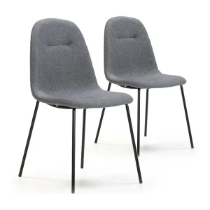 Set van 2 eetkamerstoelen Brenda, gestoffeerd grijs, 44 x 54 x 85 cm.