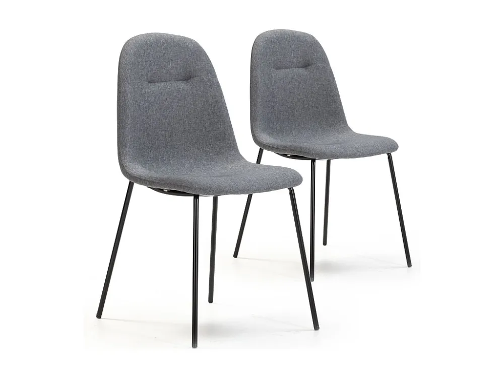 Set van 2 eetkamerstoelen Brenda, gestoffeerd grijs, 44 x 54 x 85 cm.