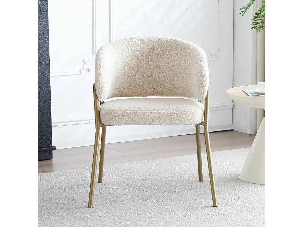 Set van 2 eetkamerstoelen fluweel en goud metaal - wit - 61 x 48 x 78 cm
