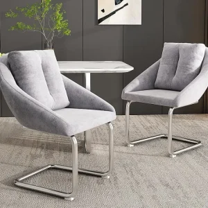 Set van 2 Fluwelen stoelen - metalen structuur - Grijs