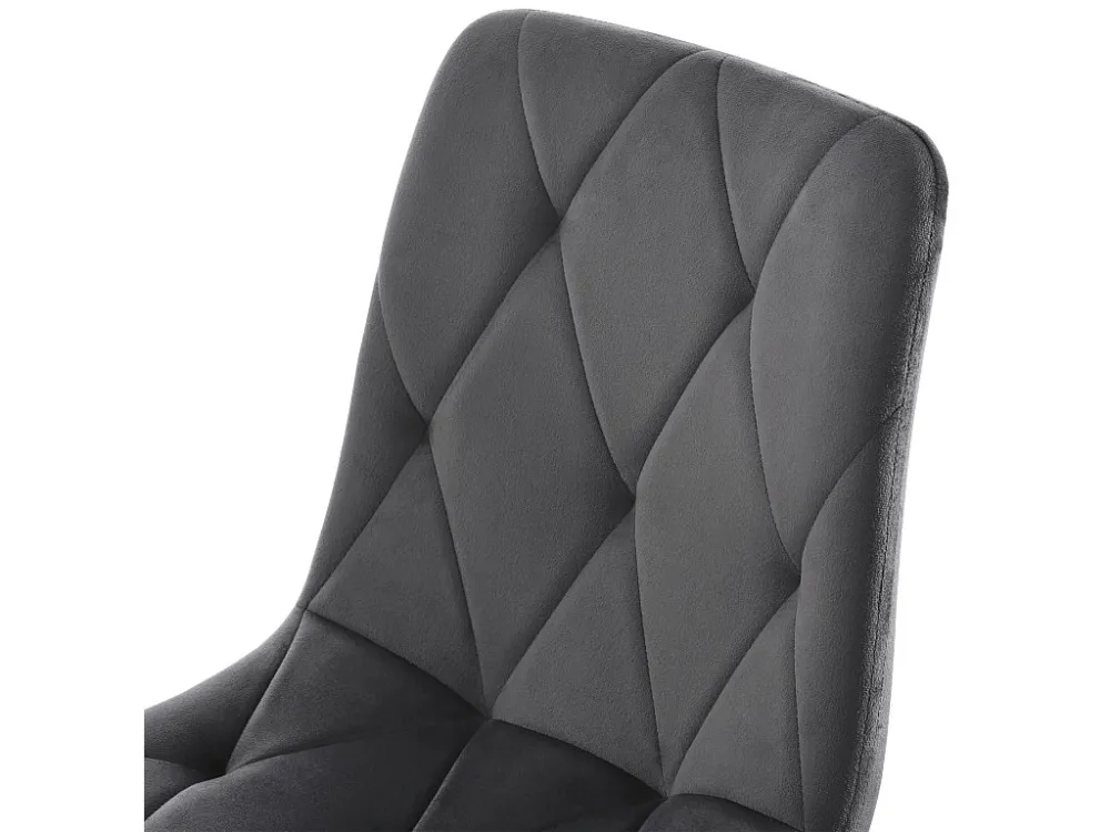 Set van 4 Fluwelen stoelen - metalen structuur - Ruitpatroon - grijs