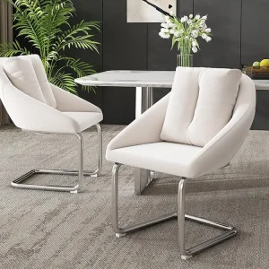 Set van 2 fluwelen stoelen - metalen structuur - Ecru
