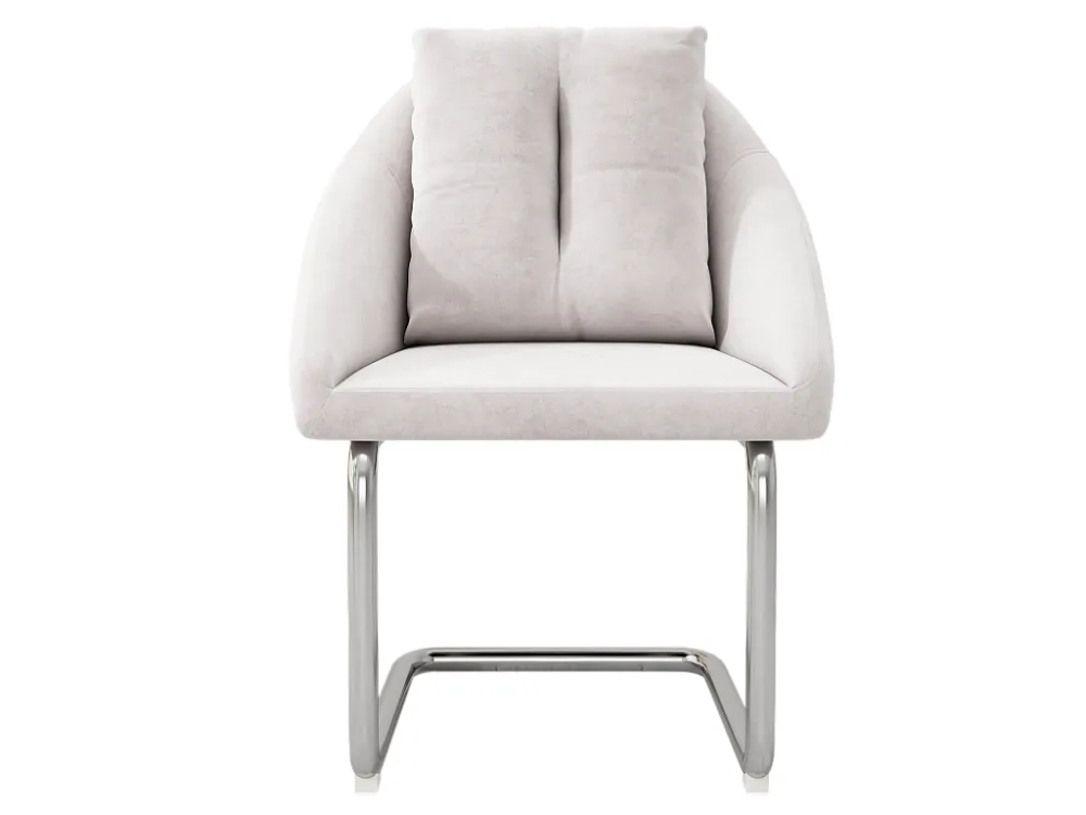 Set van 6 fluwelen stoelen - metalen structuur - Ecru