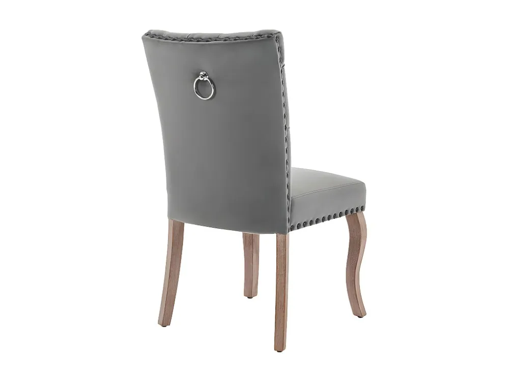 Set van 4 gewatteerde fluwelen stoelen - massief houten frame - grijs