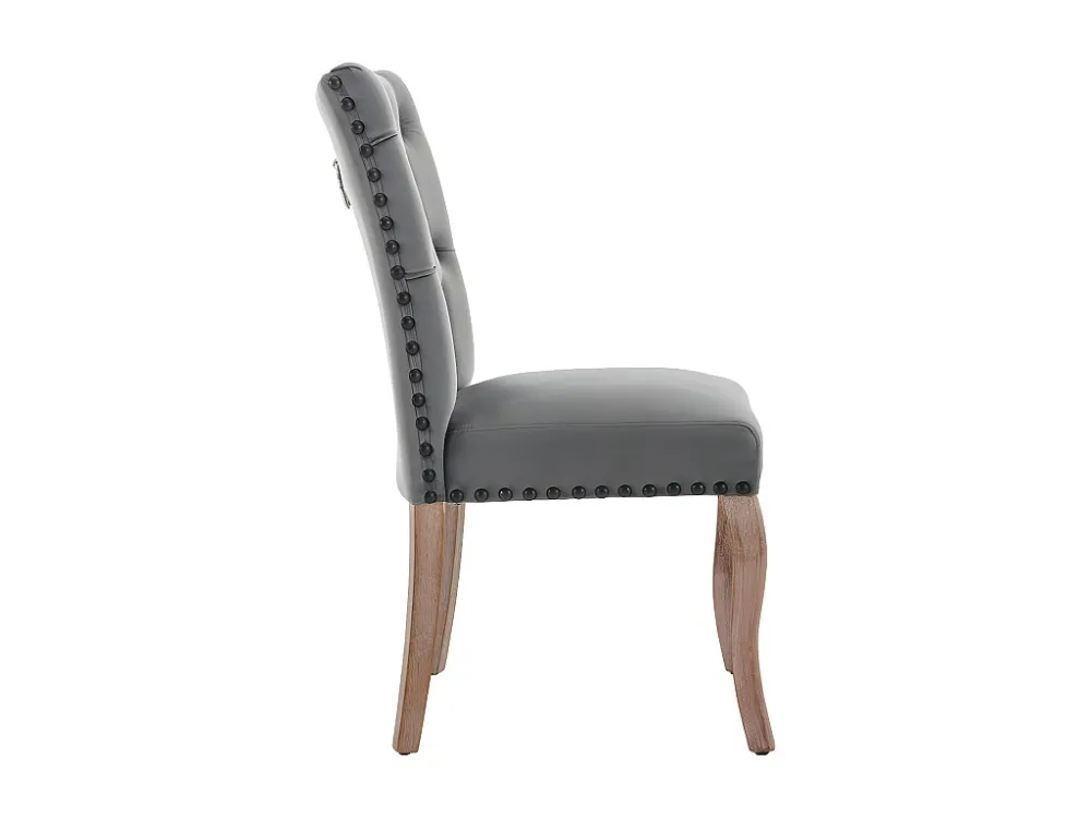 Set van 4 gewatteerde fluwelen stoelen - massief houten frame - grijs