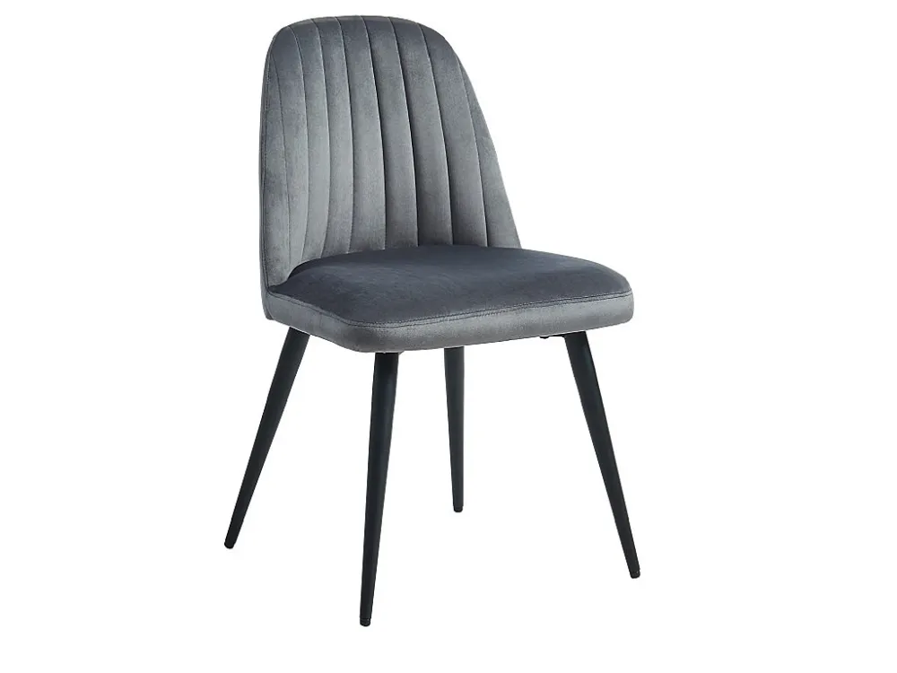 Set van 6 klassiek stoelen met armleuningen van fluweel en zwart metaal ELEANA - Grijs