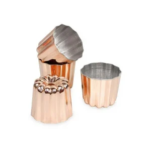 Set van 4 koperen cannelévormen voor authentieke en knapperige cannelés