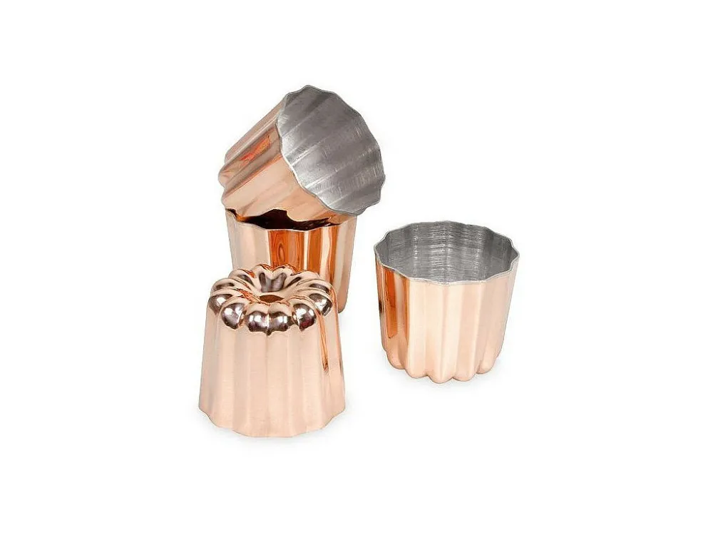 Set van 4 koperen cannelévormen voor authentieke en knapperige cannelés
