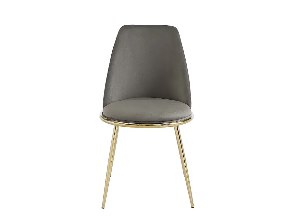 Set van 6 kuipstoelen van velours en goudkleurig metaal met art-decostijl - Grijs - NEBINA