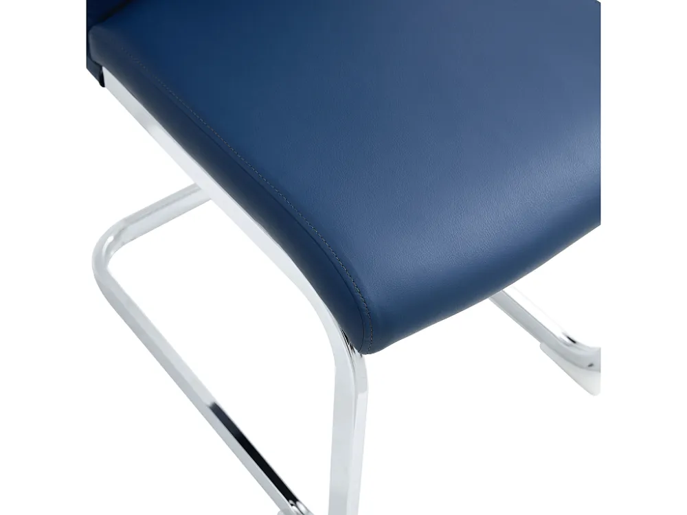 Set van 4 Kunstleren sledestoelen - chroom metalen structuur - Blauw