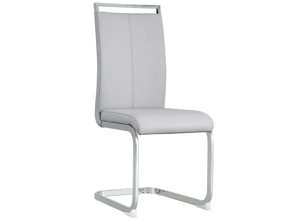 Set van 4 kunstleren sledestoelen - chroom metalen structuur - lichtgrijs