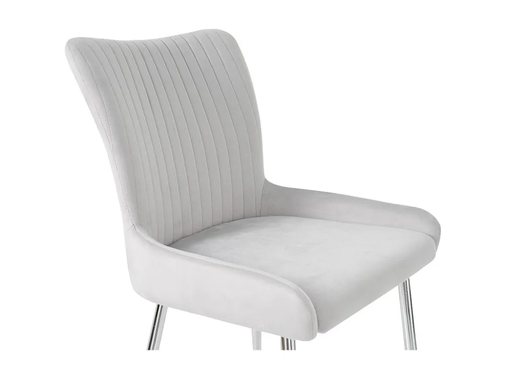 Set van 6 Luxe fluweel stoelen - met zilveren metalen poten - Grijs