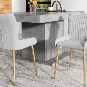 Set van 2 Luxe fluweel stoelen - met goud metalen poten - Grijs