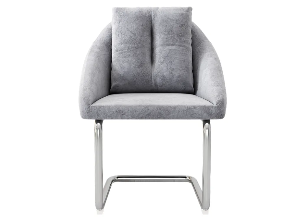 Set van 4 Luxe fluweel stoelen - metalen structuur - Grijs