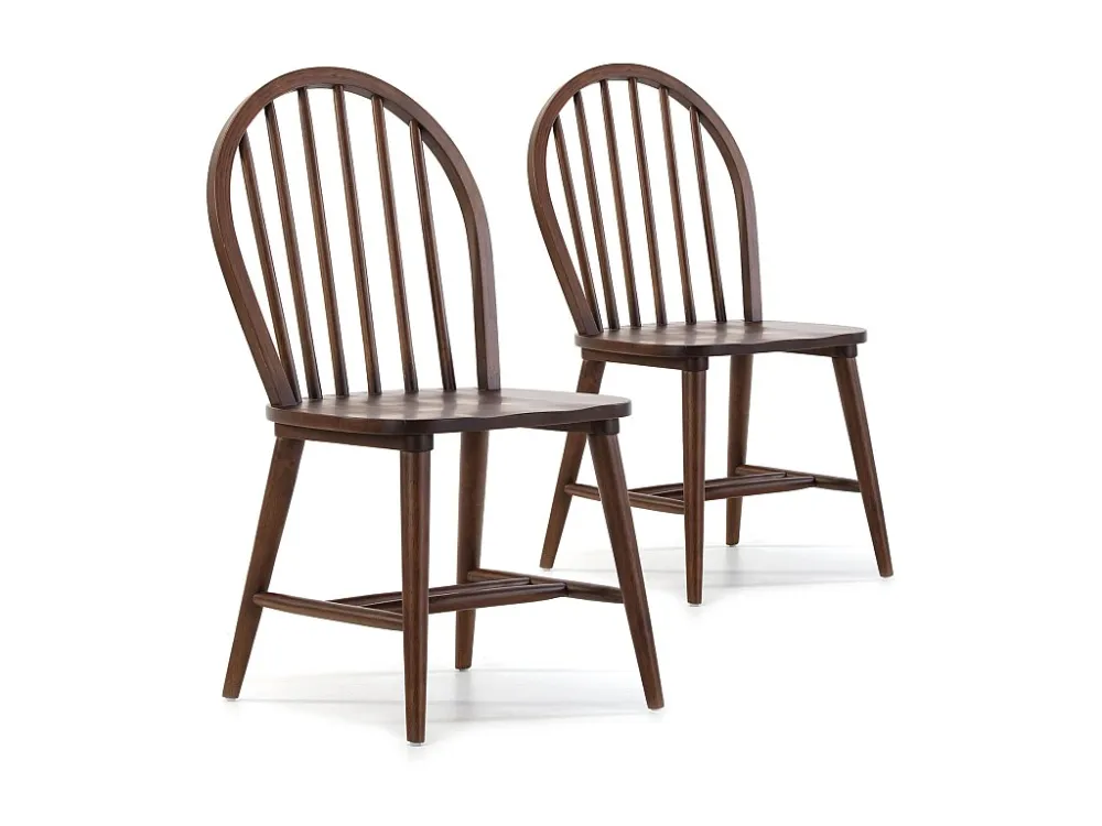 Set van 2 stoelen Clarck Kleur Walnoot, Massief Hout, 48 x 48 x 92 cm
