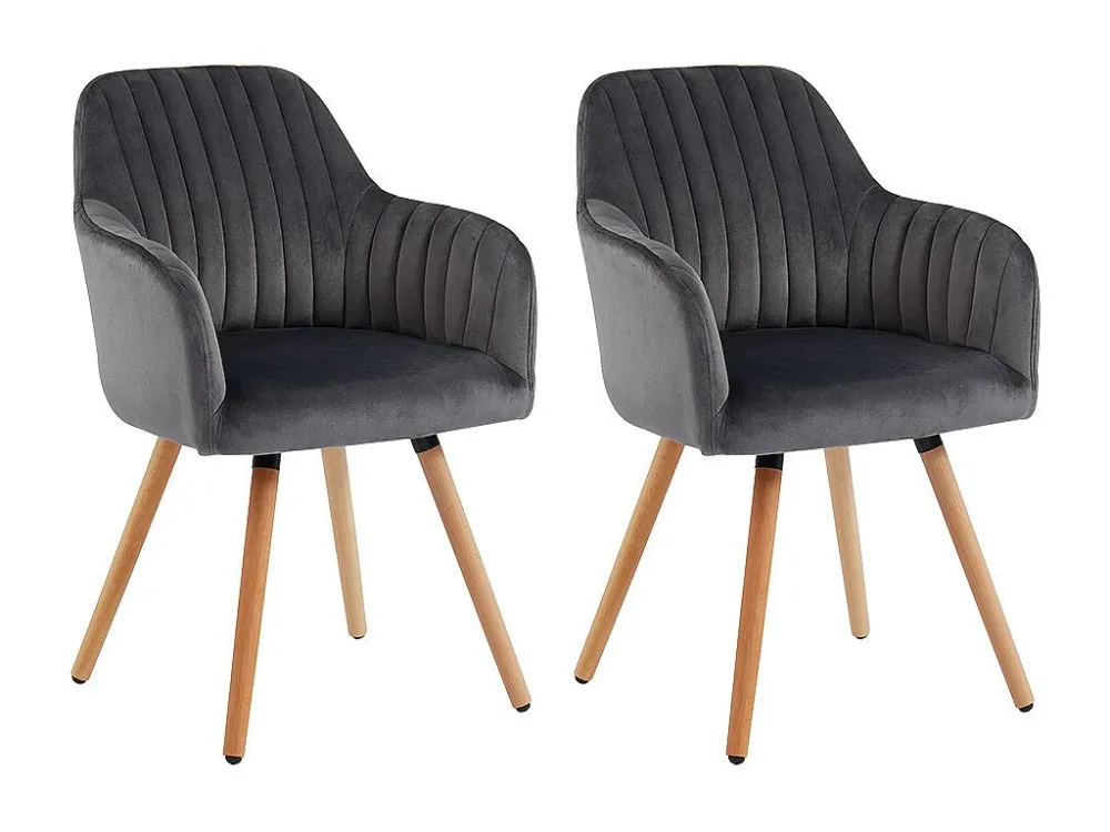 Set van 2 stoelen ELEANA - Fluweel en metaal - Grijs
