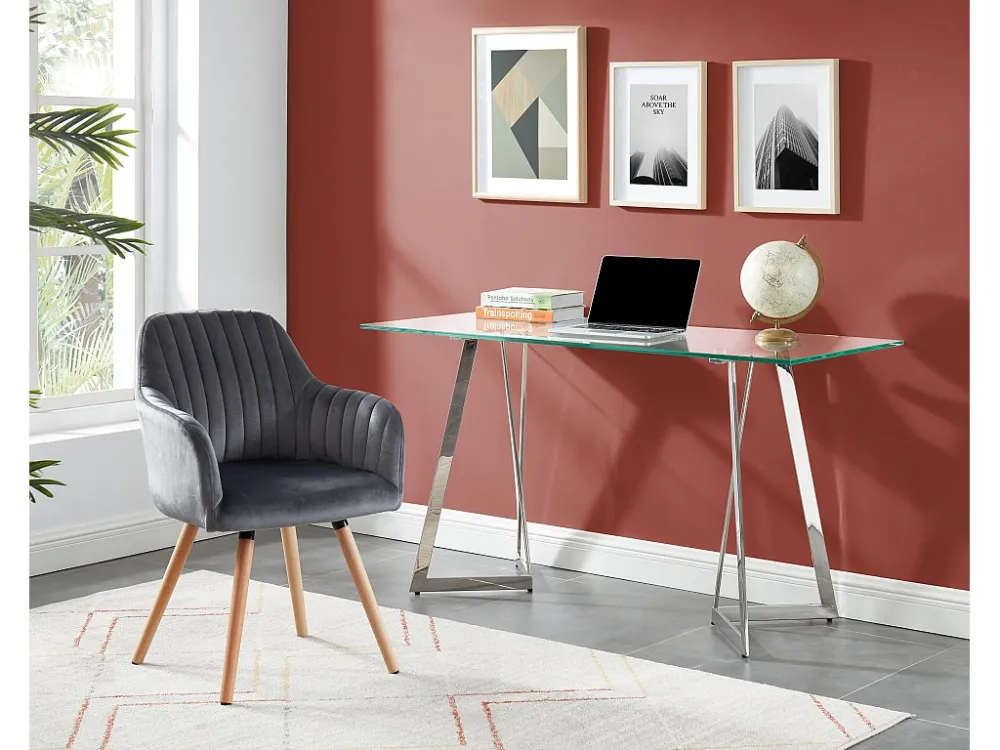 Set van 2 stoelen ELEANA - Fluweel en metaal - Grijs