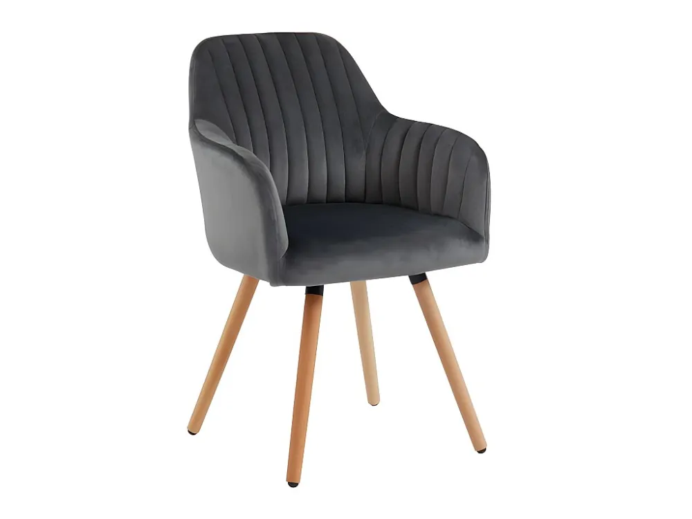 Set van 2 stoelen ELEANA - Fluweel en metaal - Grijs