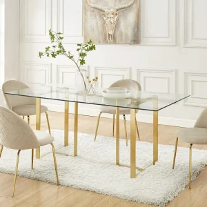 Set van 2 stoelen - Fluweel en goudkleurig metaal - Ecru. MELBOURNE