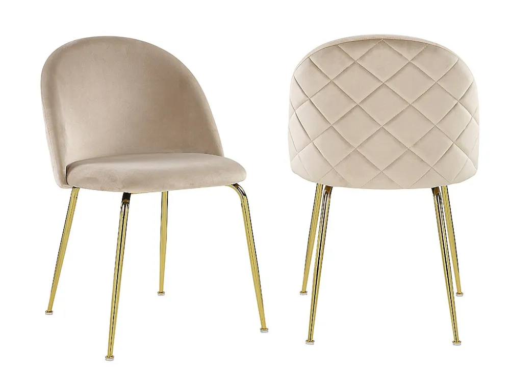 Set van 2 stoelen - Fluweel en goudkleurig metaal - Ecru. MELBOURNE