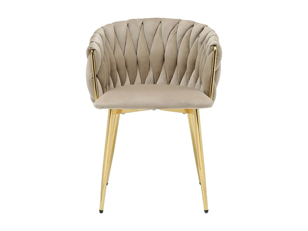 Set van 6 stoelen fluweel en goudkleurig metaal - Lichtbruin - ELEGANO