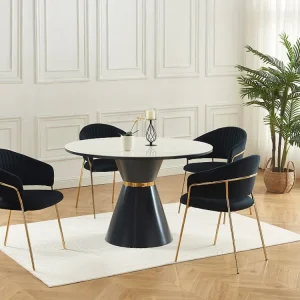 Set van 2 stoelen fluweel en goudkleurig metaal - Zwart - MADOLIA van Pascal MORABITO