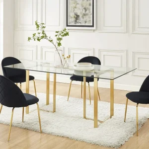 Set van 2 stoelen - Fluweel en goudkleurig metaal - Zwart. MELBOURNE