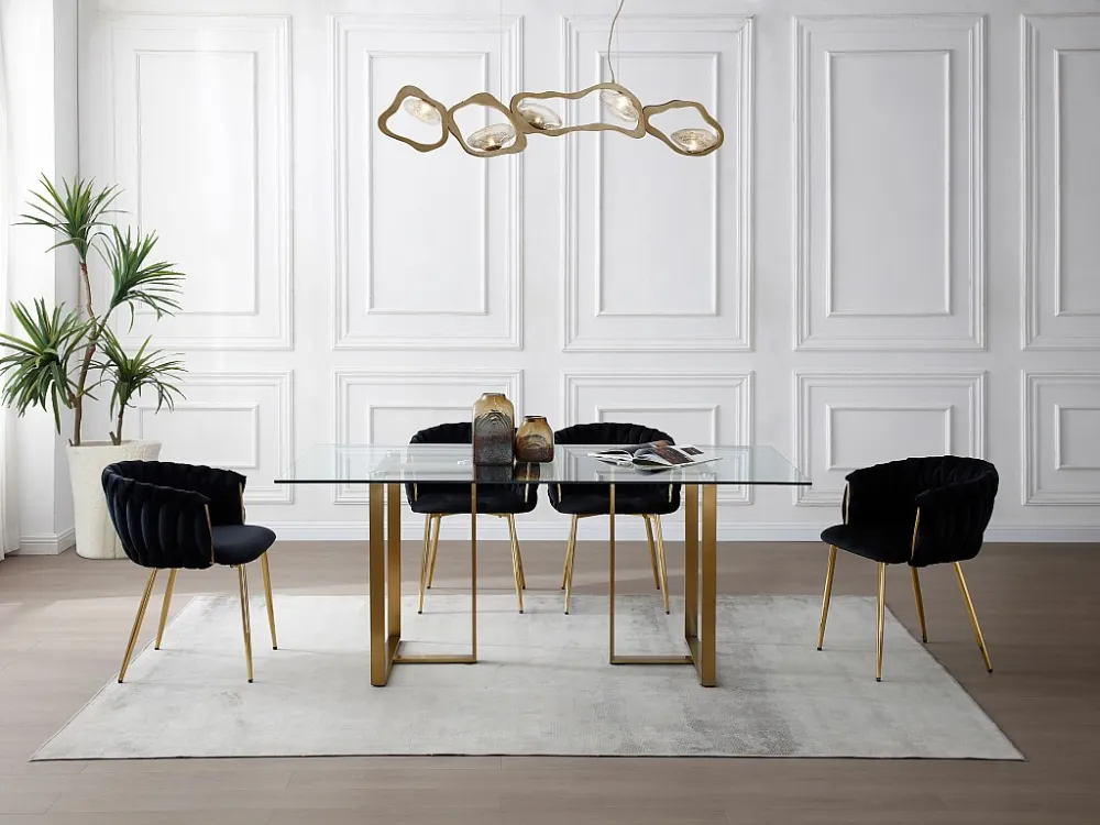 Set van 2 stoelen fluweel en goudkleurig metaal - Zwart - ELEGANO