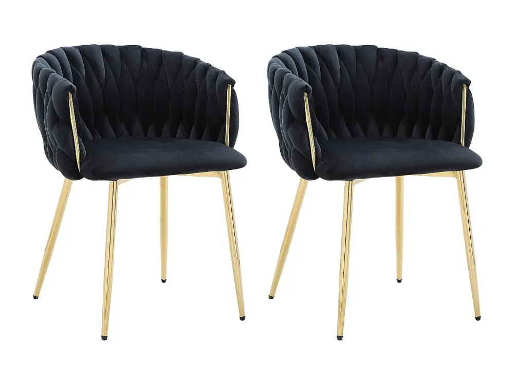 Set van 2 stoelen fluweel en goudkleurig metaal - Zwart - ELEGANO