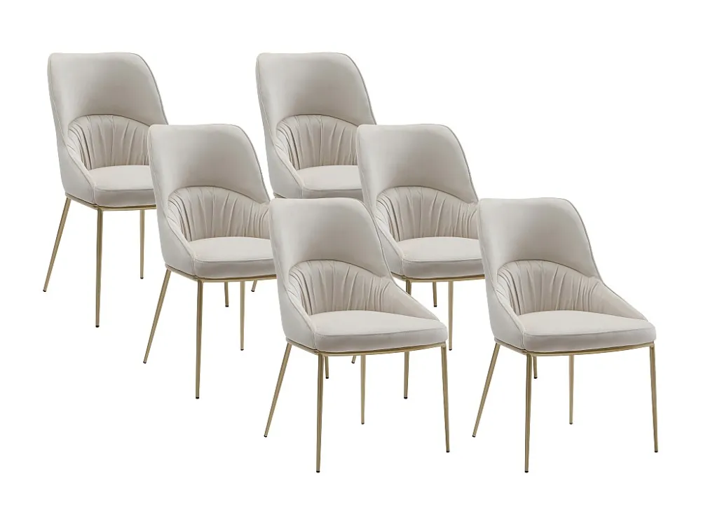 Set van 6 stoelen fluweel en goudkleurig metaal - Ecru - DRINKA