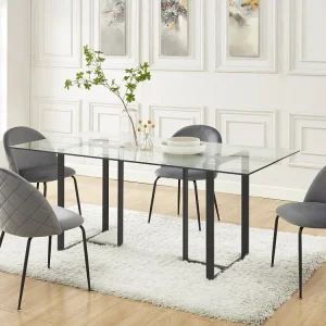 Set van 2 stoelen - Fluweel en mat zwart metaal - Grijs. MELBOURNE