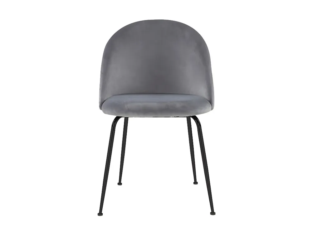 Set van 2 stoelen - Fluweel en mat zwart metaal - Grijs. MELBOURNE