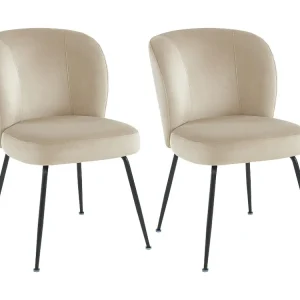 Set van 2 stoelen fluweel en metaal - Natuurtint - POLPONA van Pascal MORABITO - Koop nu