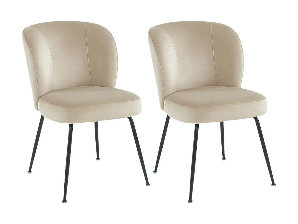 Set van 2 stoelen fluweel en metaal - Natuurtint - POLPONA van Pascal MORABITO - Koop nu