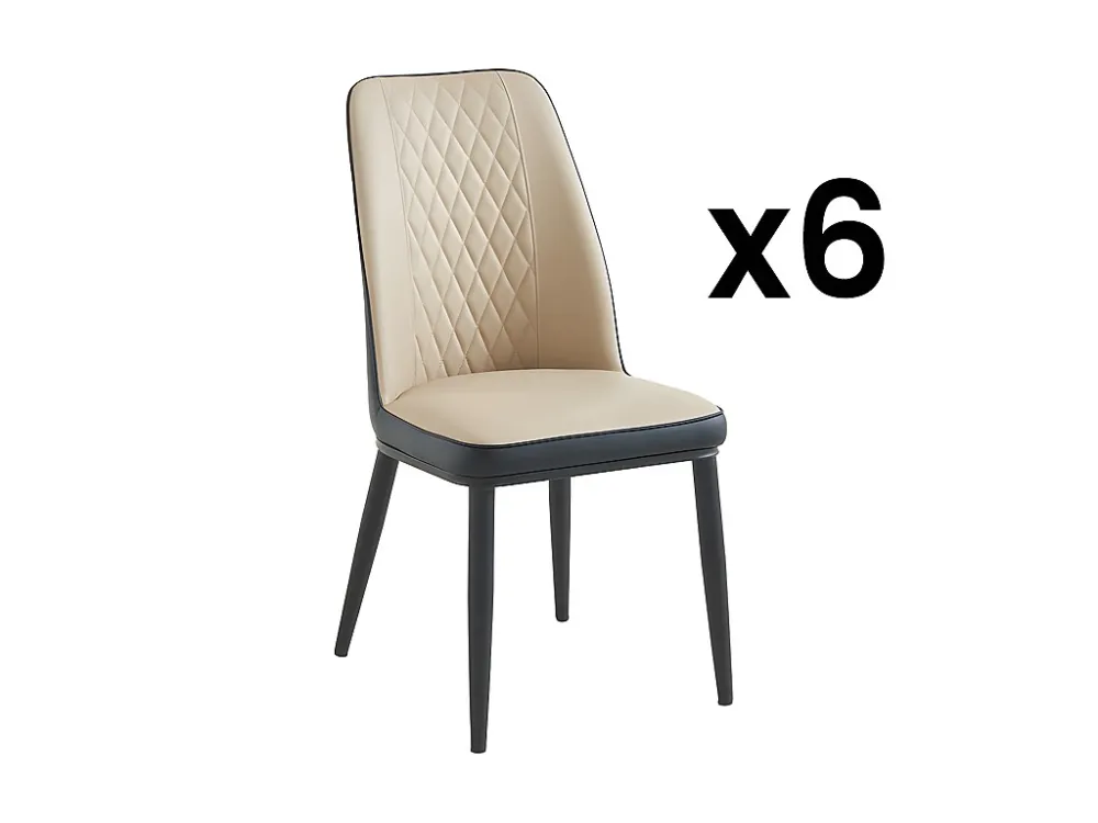 Set van 6 stoelen kunstleer en metaal - Natuurtint en antraciet - MILDURA - Koop nu online