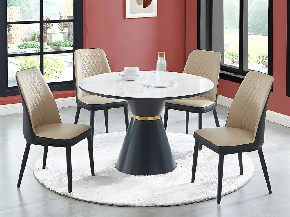 Set van 6 stoelen kunstleer en metaal - Natuurtint en antraciet - MILDURA - Koop nu online